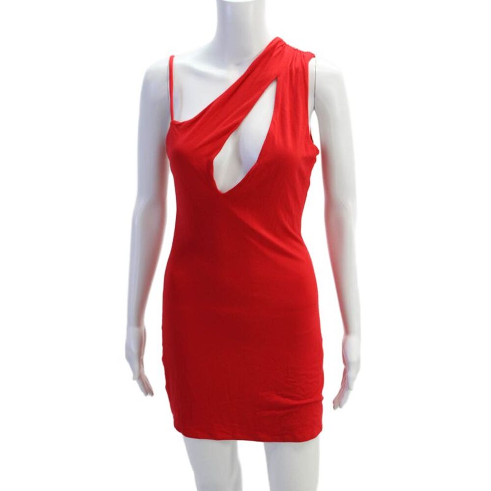 Hours Womens Cut Out One Shoulder Body Con Dress Red Size Medium